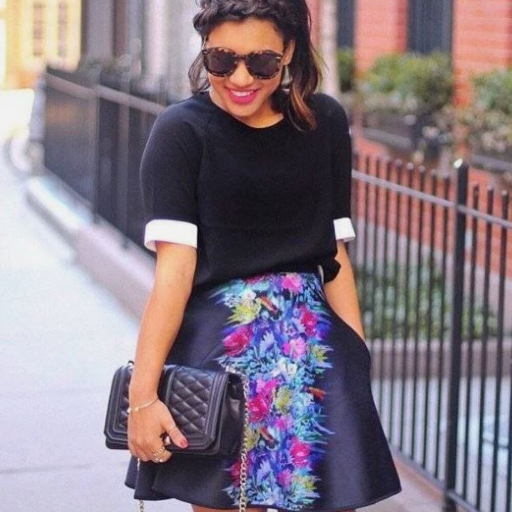Cynthia Rowley Black Bonded A-Line Skirt Pockets S